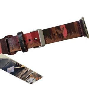 Handcrafted Leather apple watch‎ 40mm forest & eagle with pink &  brown …